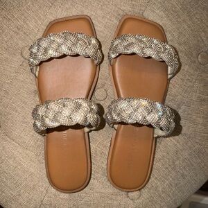 Sincerely Jules Crystal Braided Slide Sandals